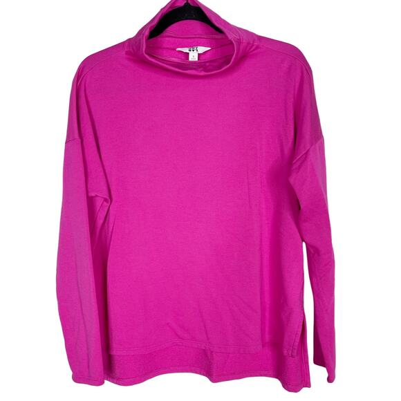 JoyLab Womens Small Bright Pink Mock Neck Side Split Lightweight Sweatshirt Top - Picture 1 of 8
